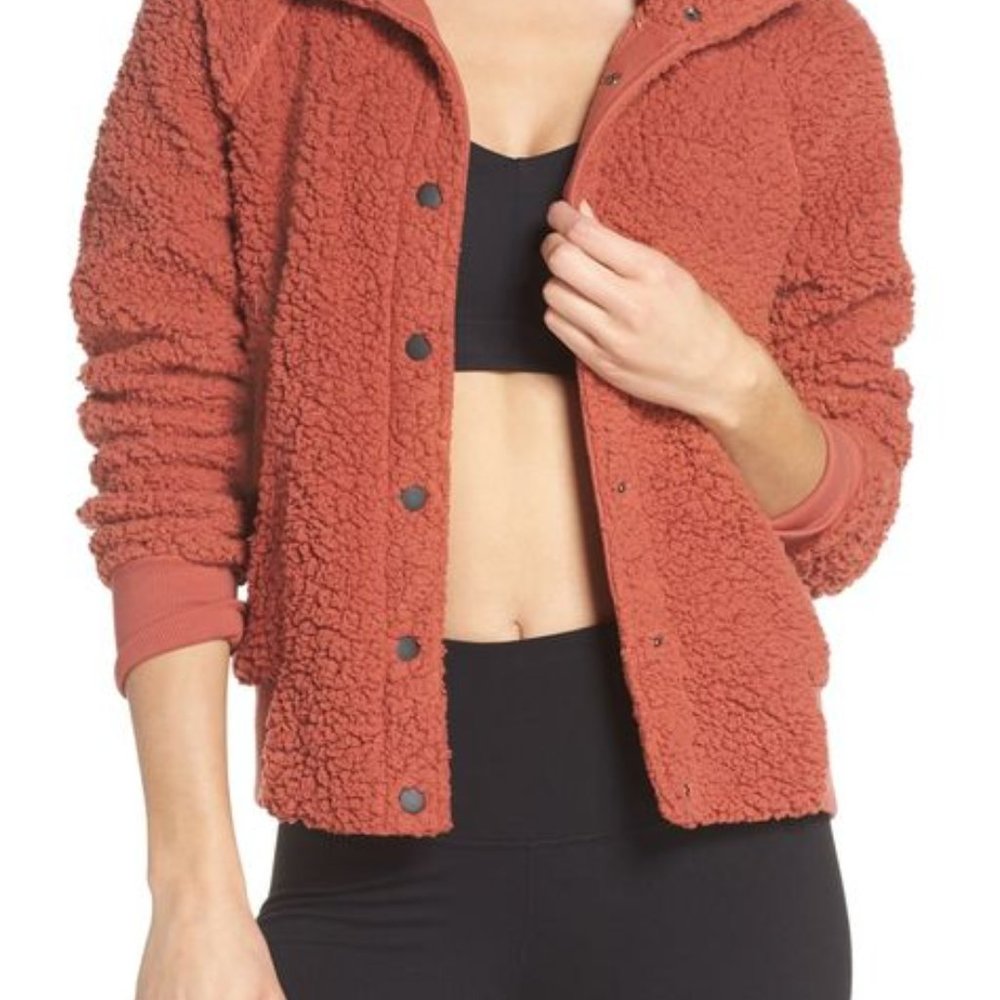 Zella Cozy Up Bomber Jacket - Red - Small